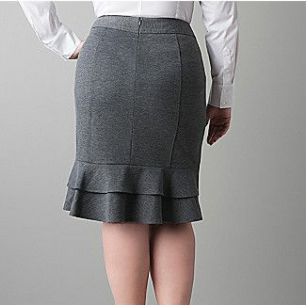 Ponte Pencil Skirt with Ruffle Trim